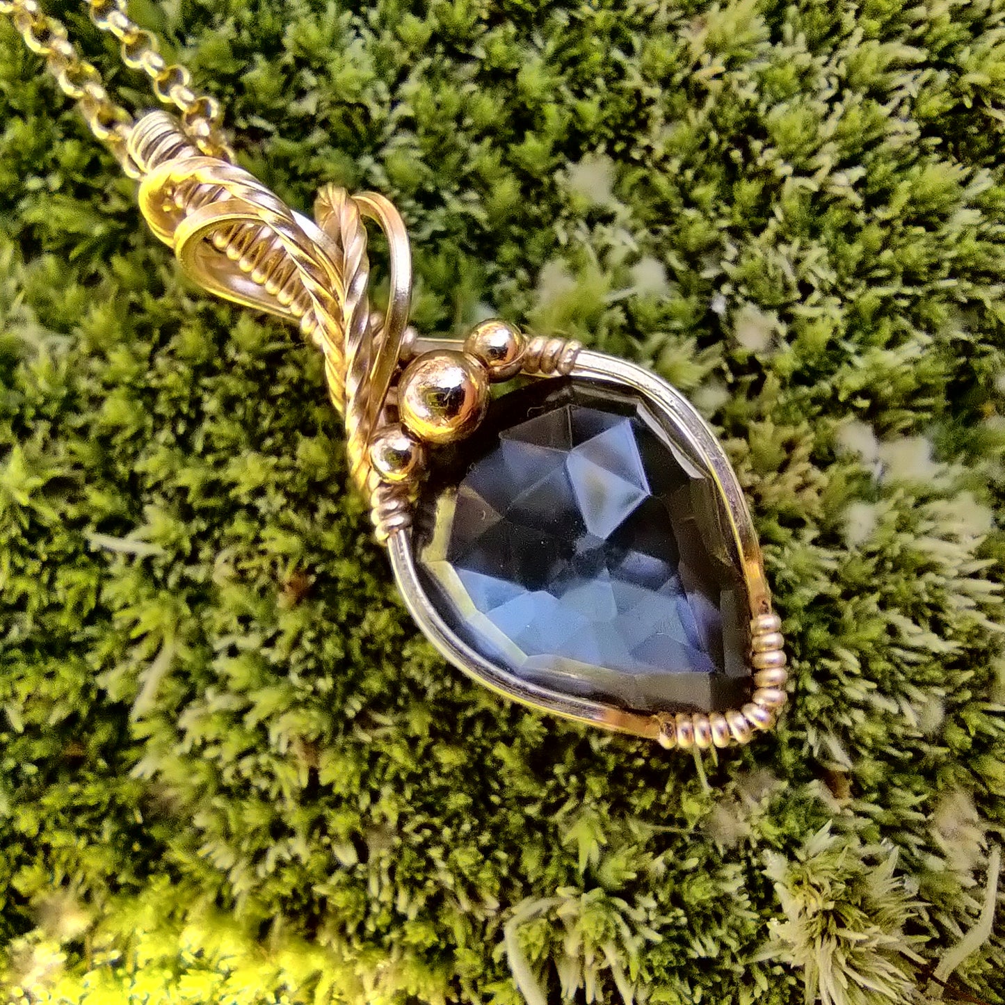 Hematite/Quartz Doublet in 14k Gold Fill Pendant Necklace
