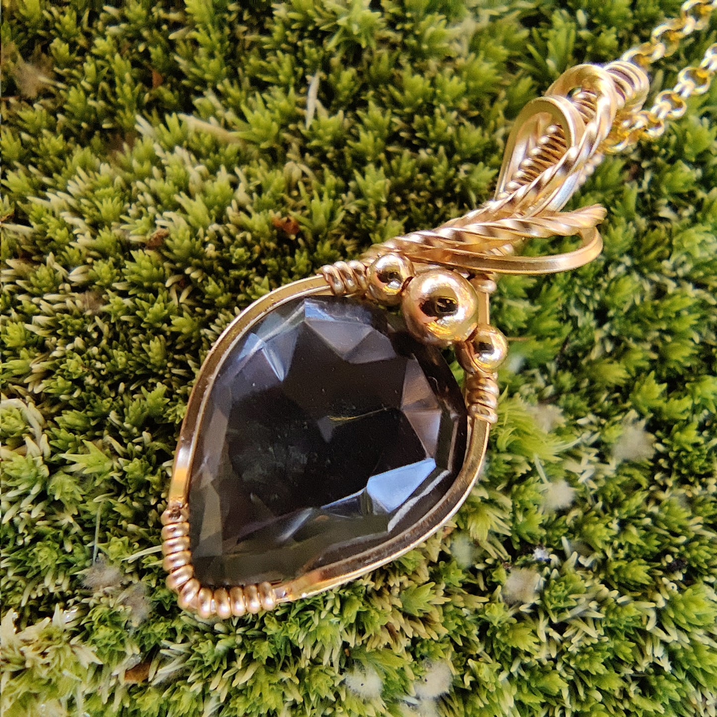 Hematite/Quartz Doublet in 14k Gold Fill Pendant Necklace