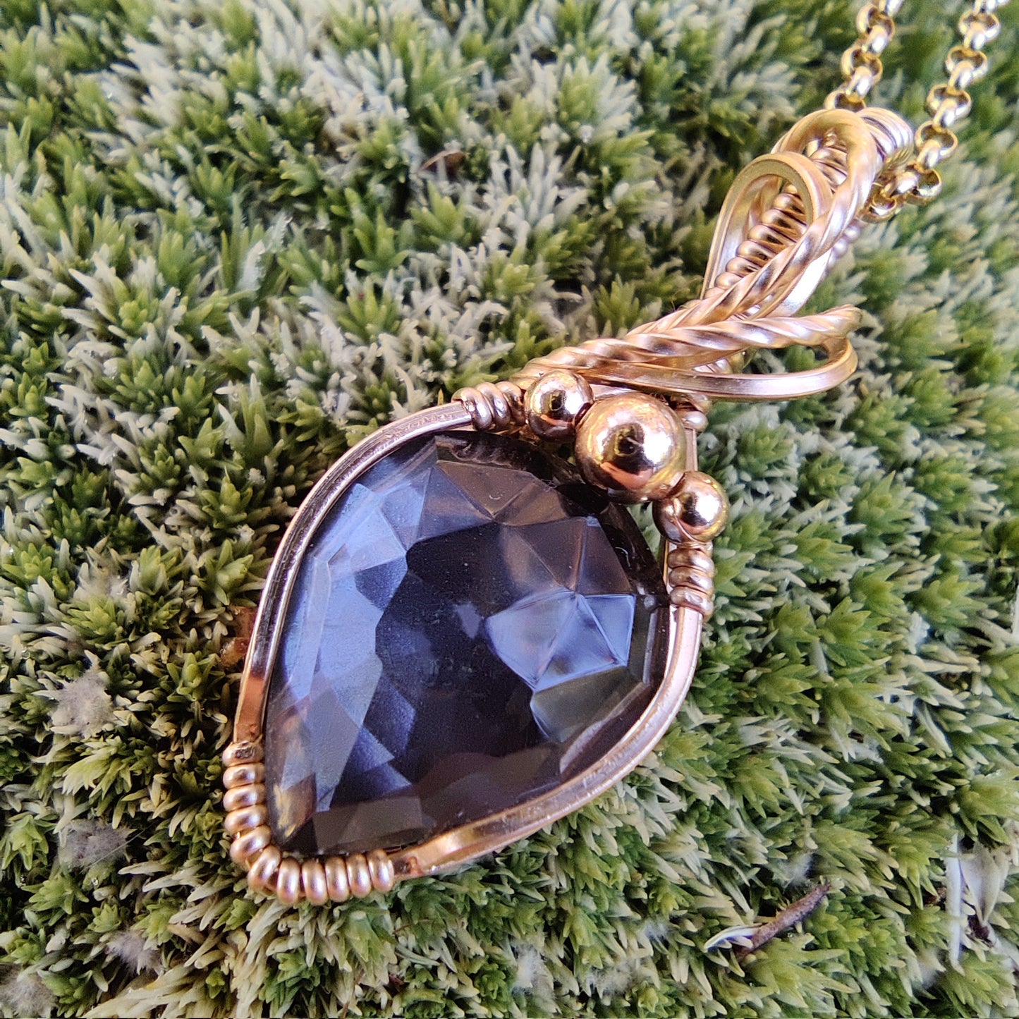 Hematite/Quartz Doublet in 14k Gold Fill Pendant Necklace