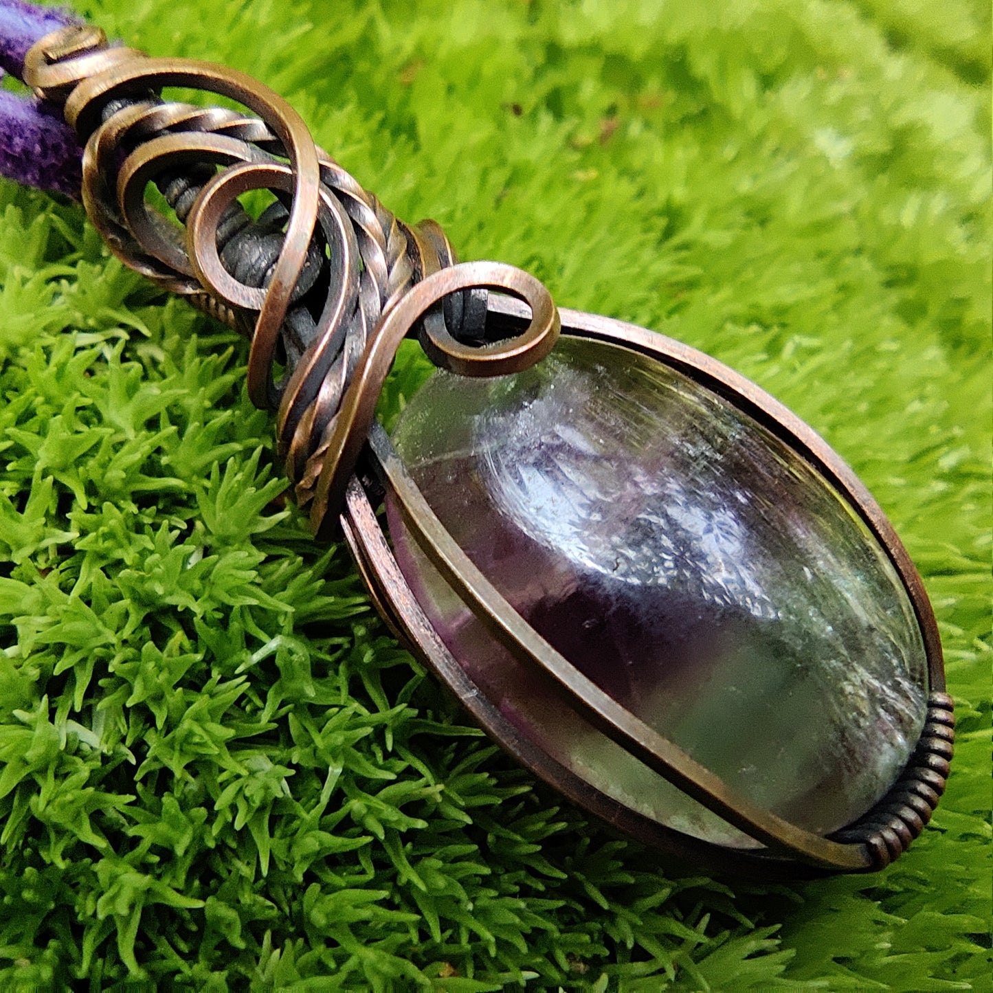 Fluorite in Copper Pendant Necklace