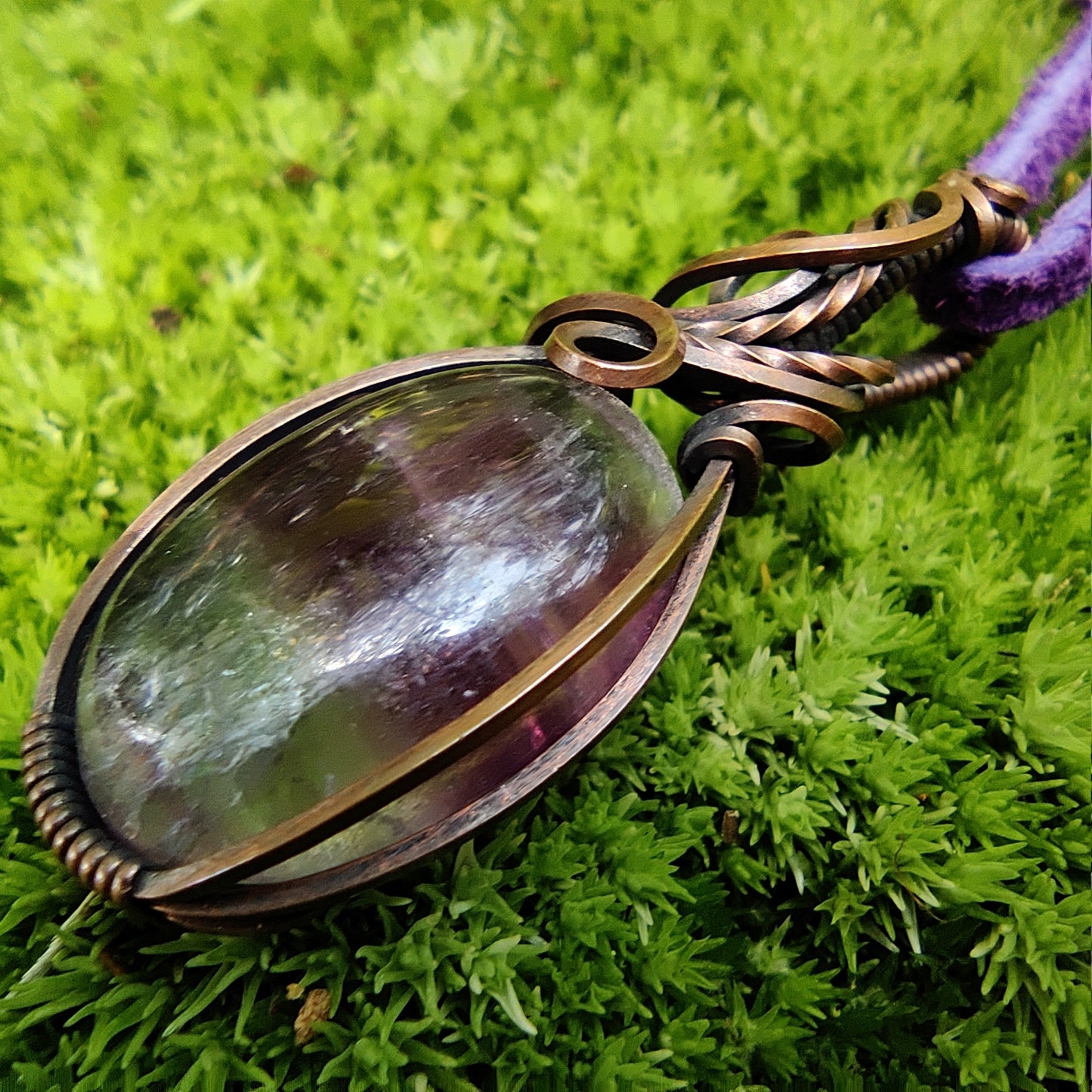 Fluorite in Copper Pendant Necklace