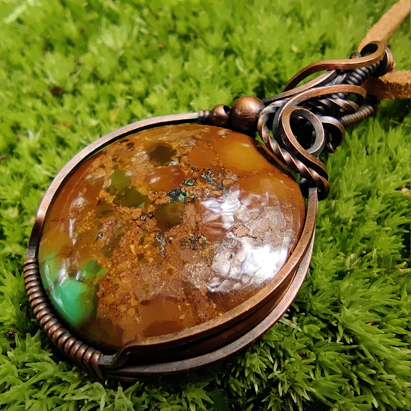 Hubei Turquoise in Copper Pendant Necklace