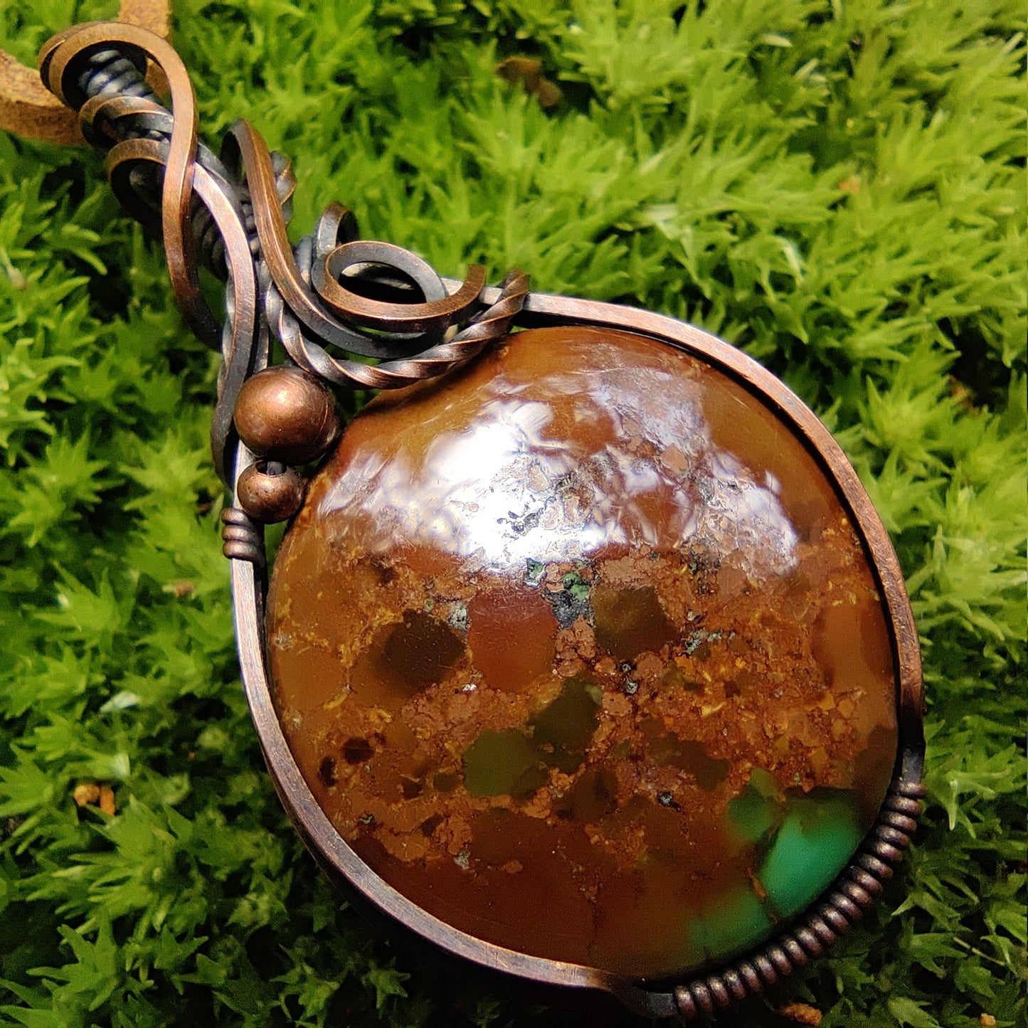 Hubei Turquoise in Copper Pendant Necklace