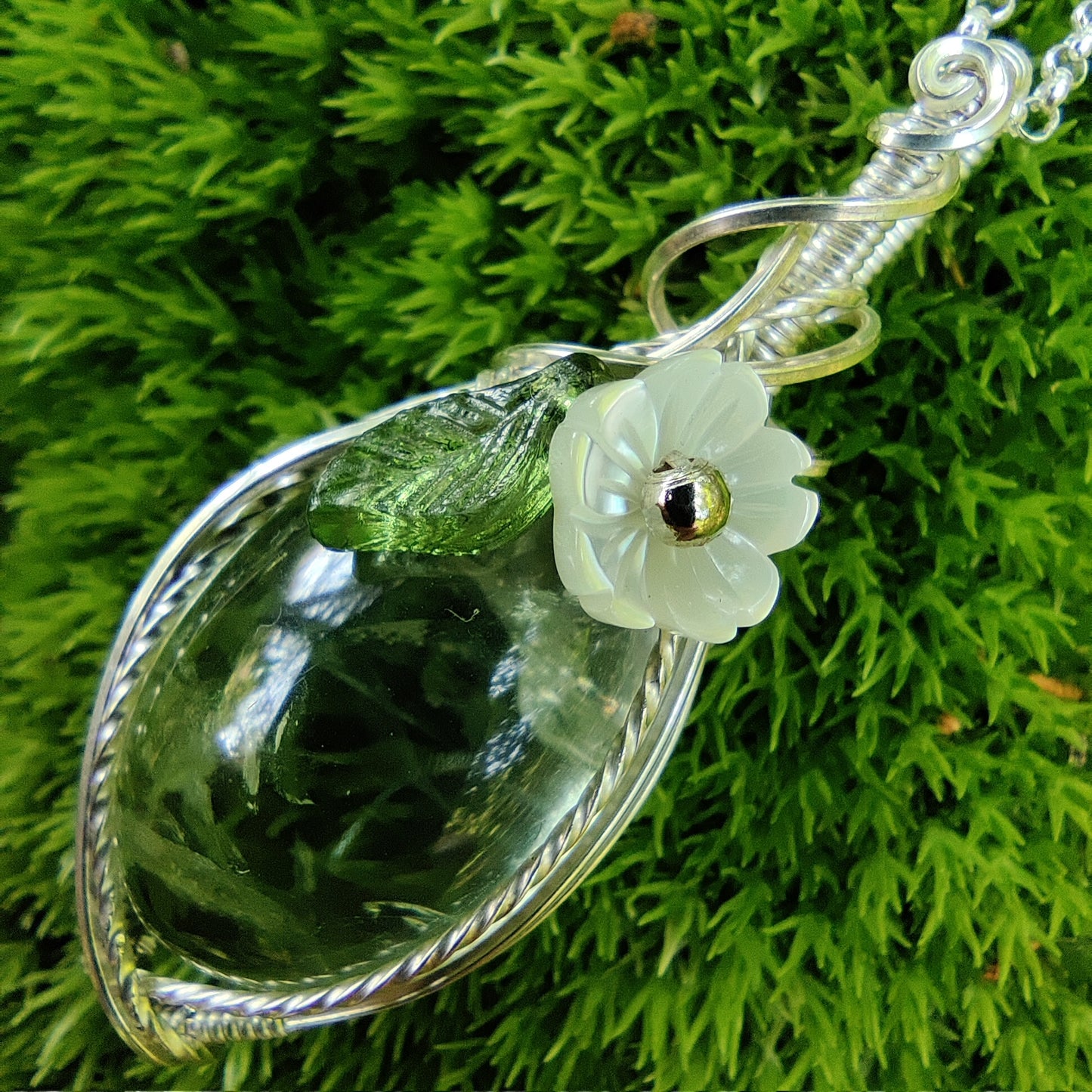 Prasiolite in Sterling Silver Pendant Necklace