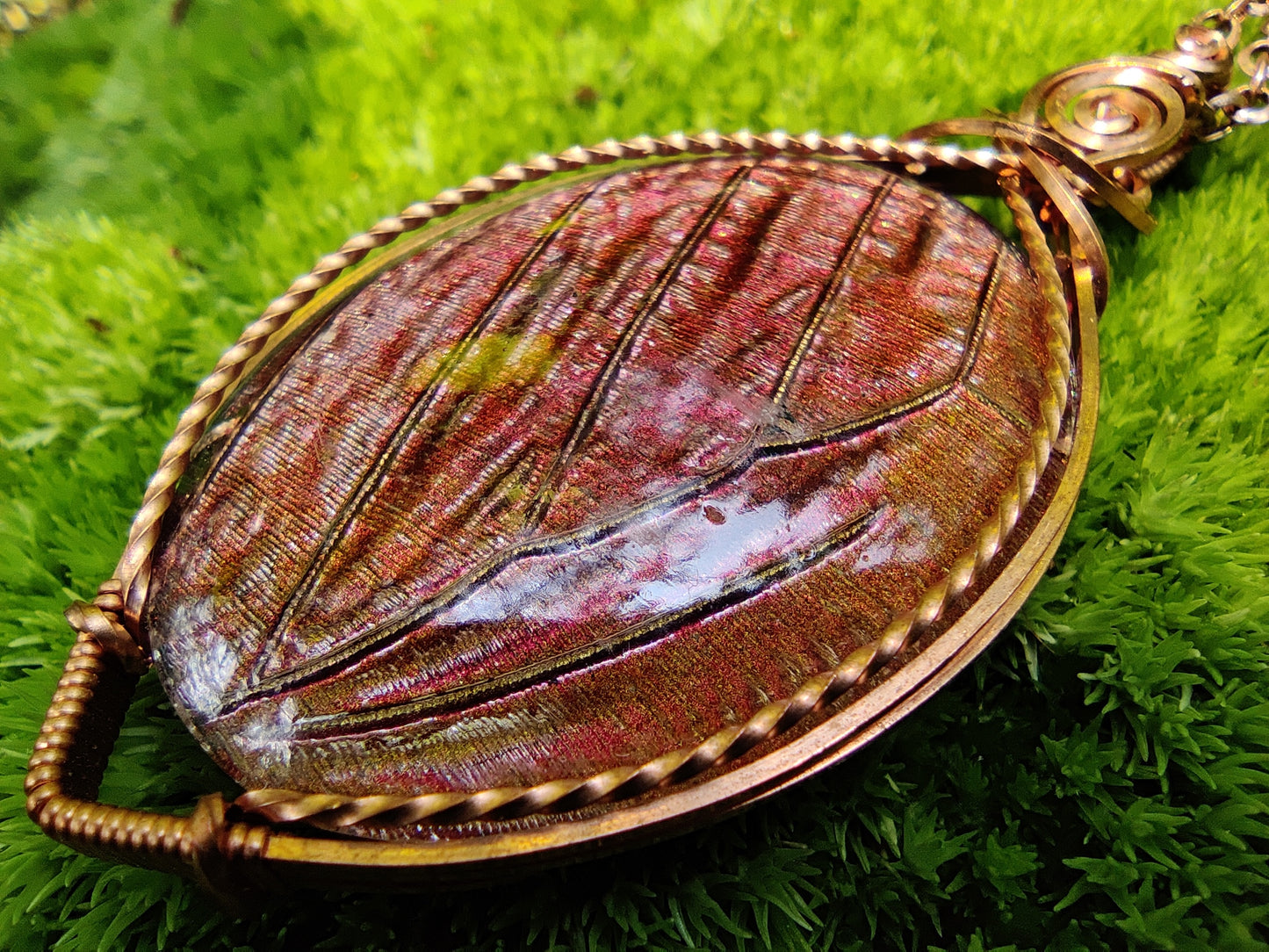 Textured Glass in Copper Pendant Necklace