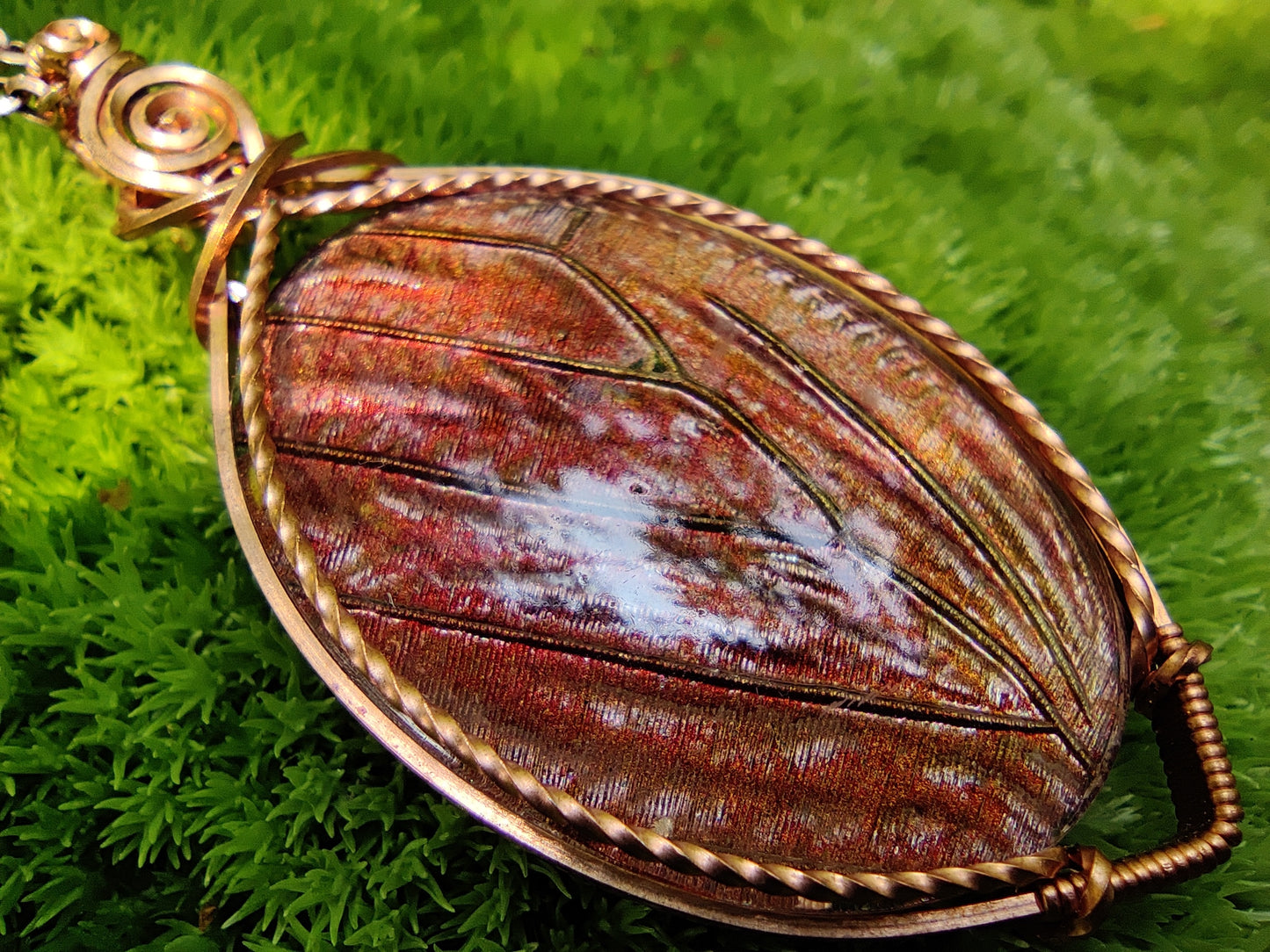Textured Glass in Copper Pendant Necklace