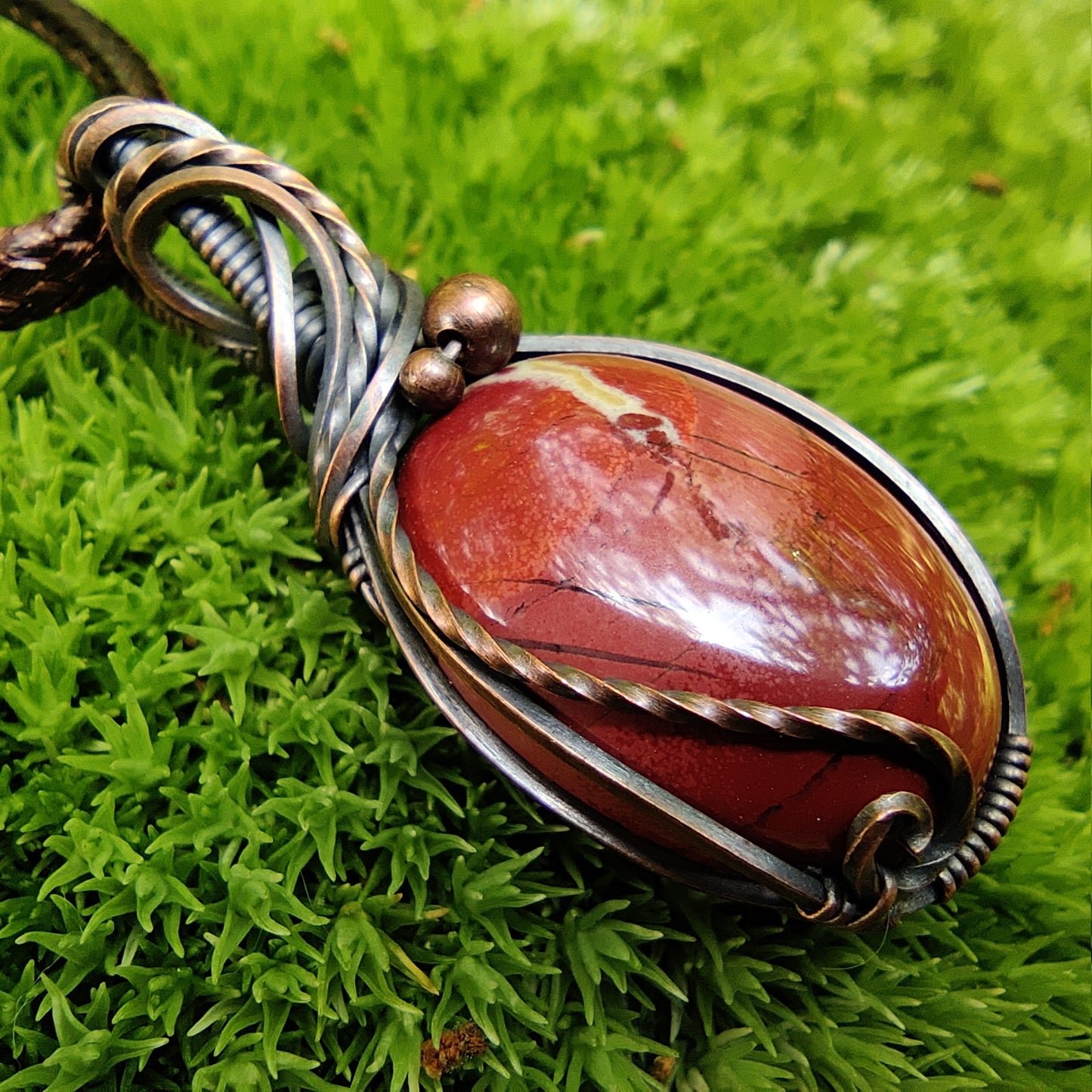 Red Jasper in Copper Pendant Necklace