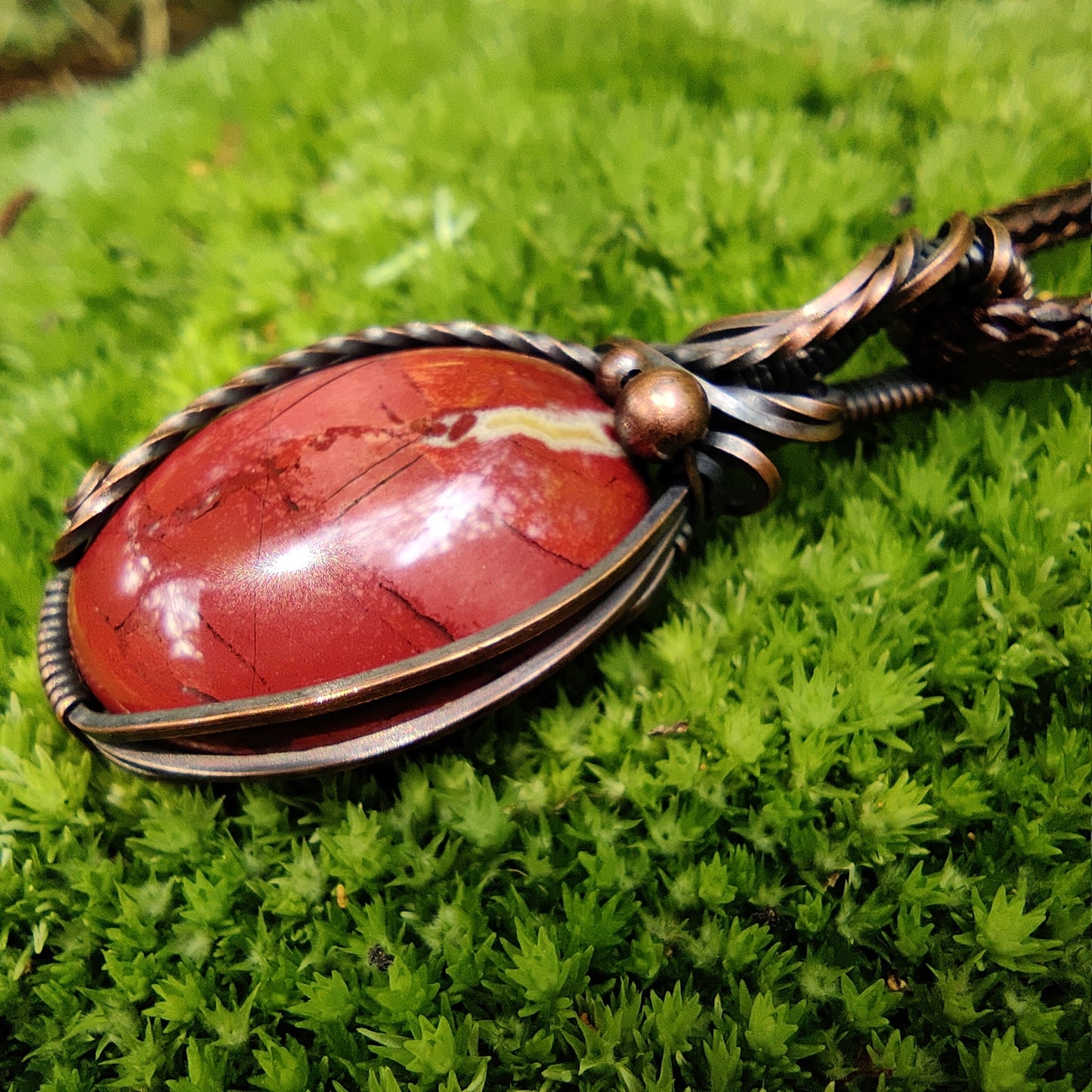 Red Jasper in Copper Pendant Necklace