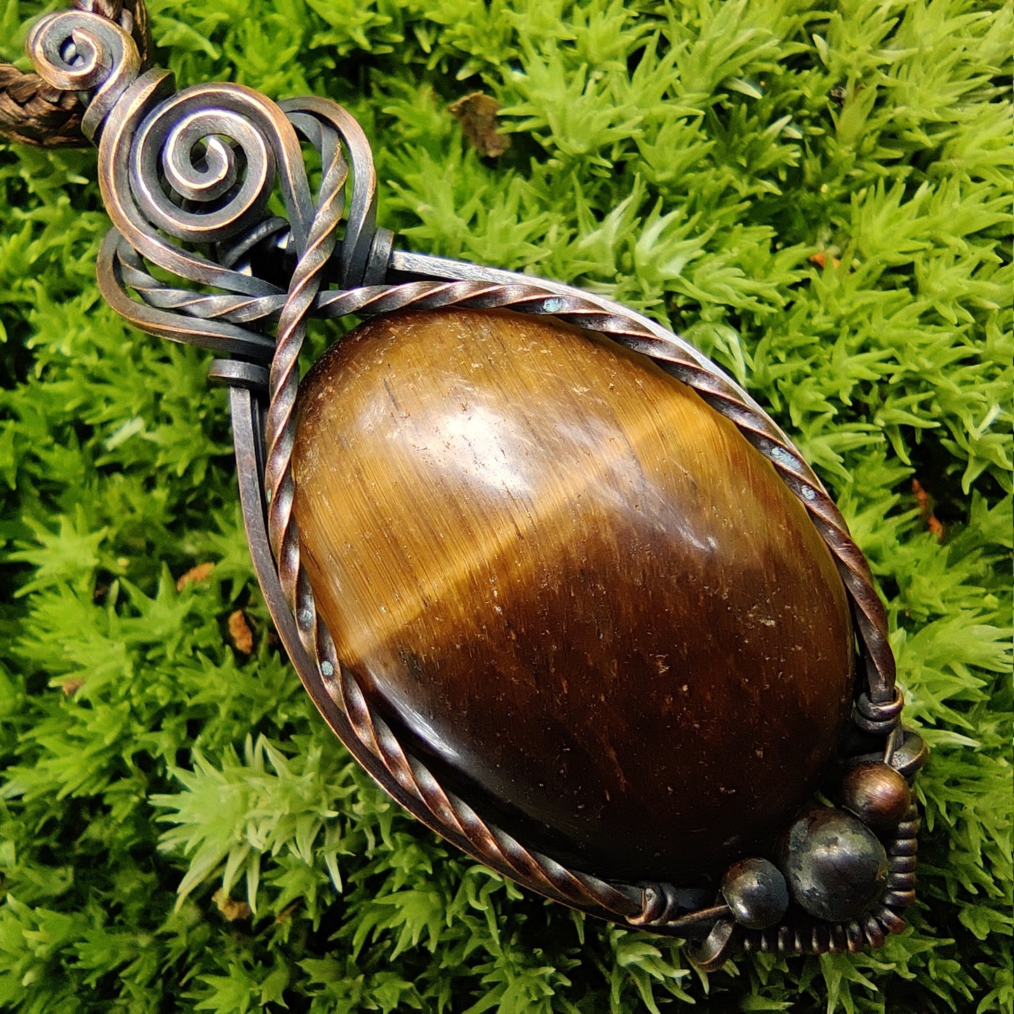 Tiger's Eye in Copper Pendant Necklace