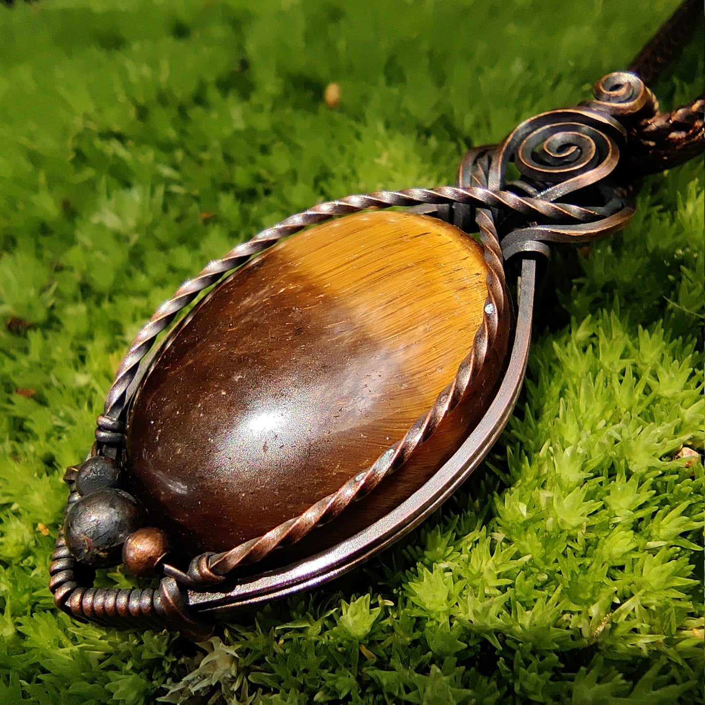 Tiger's Eye in Copper Pendant Necklace