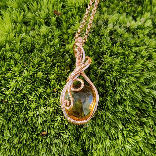 November Citrine in 14k Rose Gold Fill Pendant Necklace