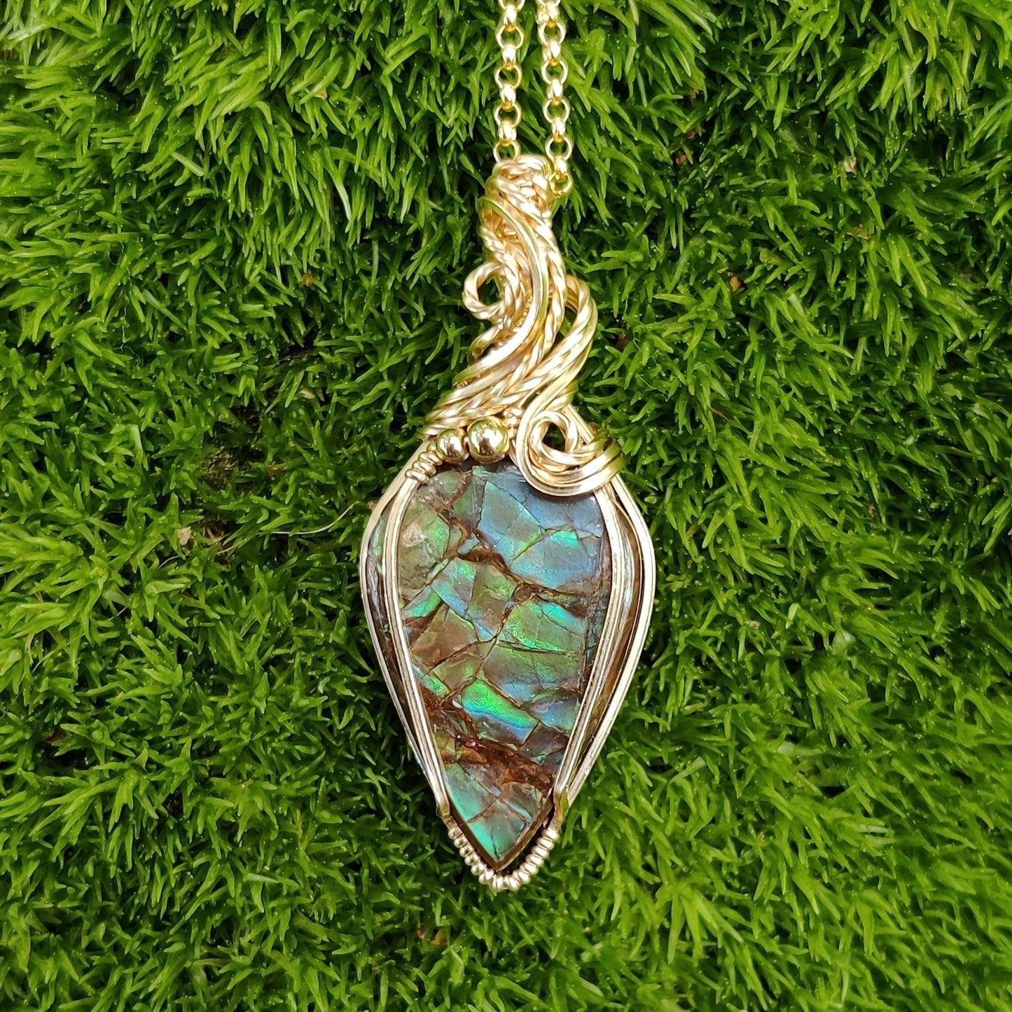 Ammolite in 14k Gold Fill Pendant Necklace