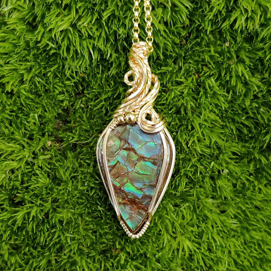 Ammolite in 14k Gold Fill Pendant Necklace