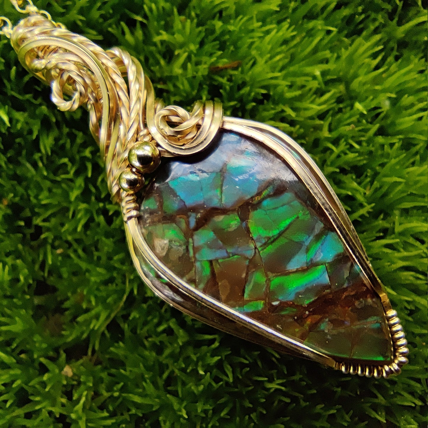 Ammolite in 14k Gold Fill Pendant Necklace