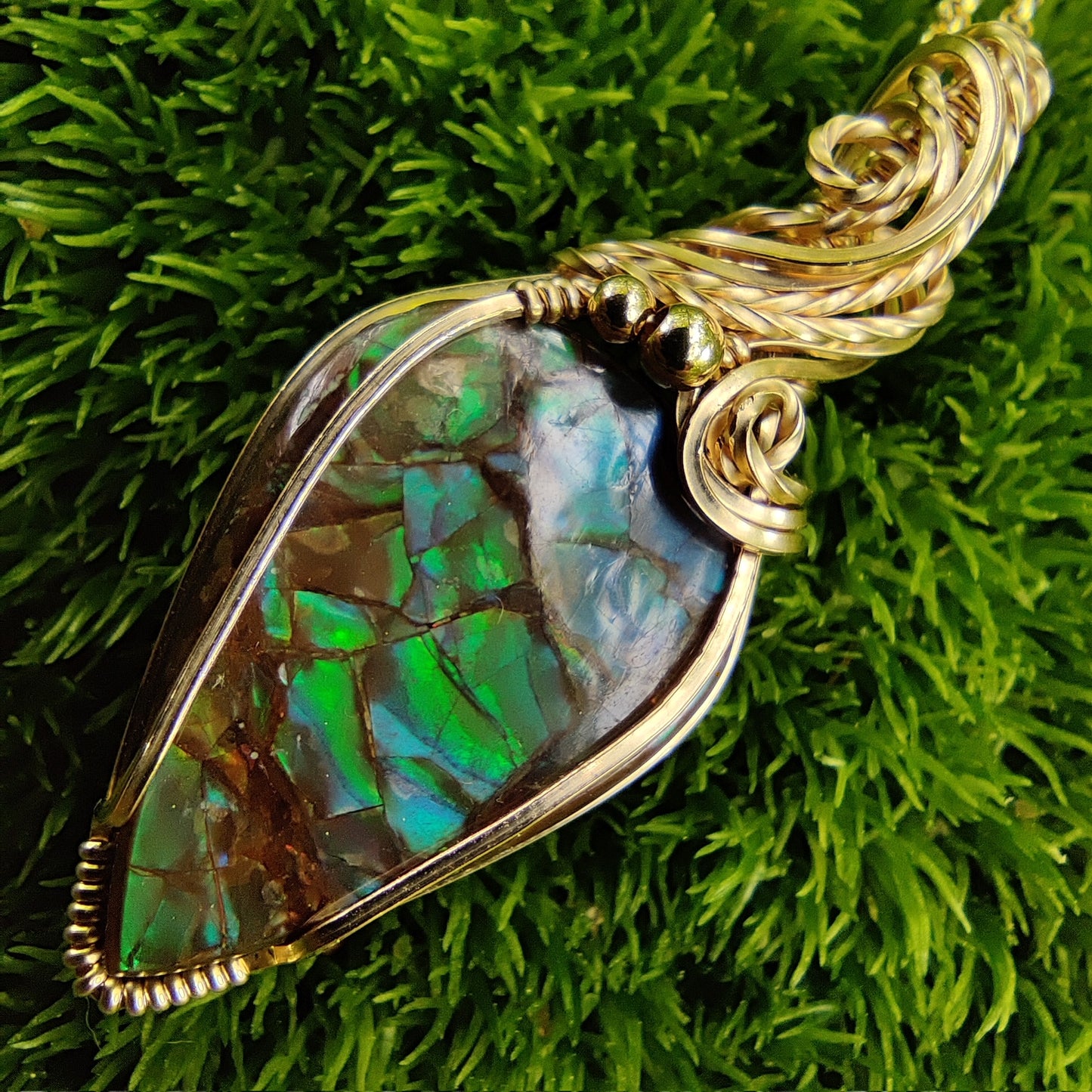 Ammolite in 14k Gold Fill Pendant Necklace