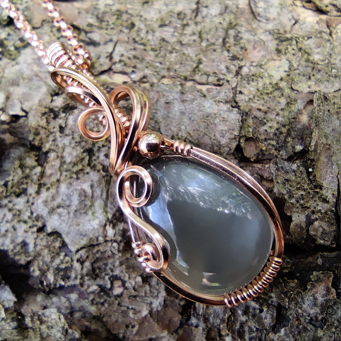 Silky Moonstone in 14k Rose Gold Fill Pendant Necklace