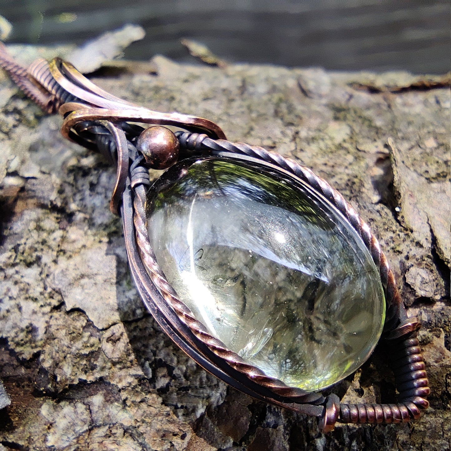 Prasiolite in Copper Pendant Necklace