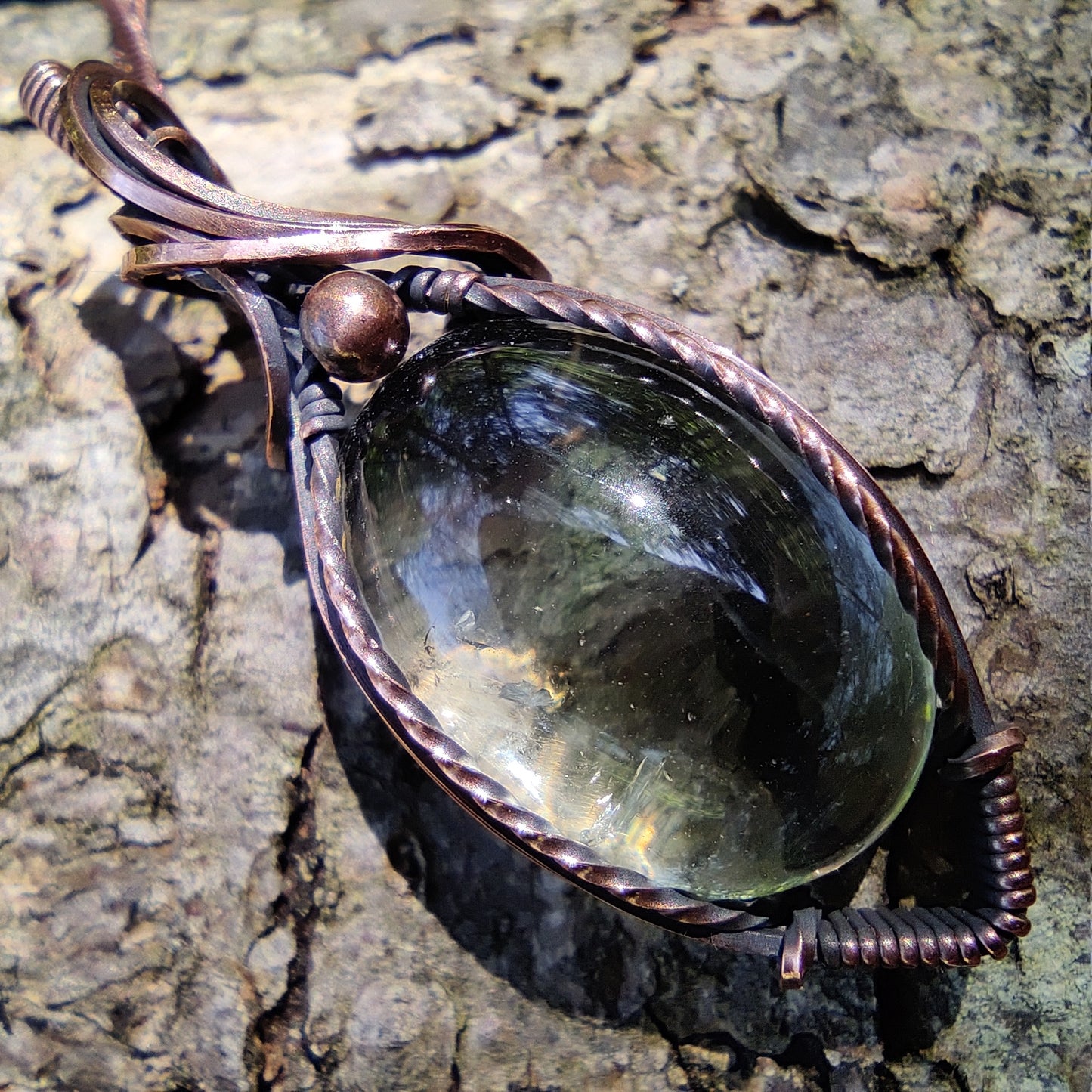 Prasiolite in Copper Pendant Necklace