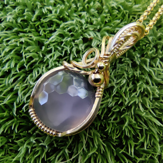 Lilac Chalcedony in 14k Gold Fill Pendant Necklace