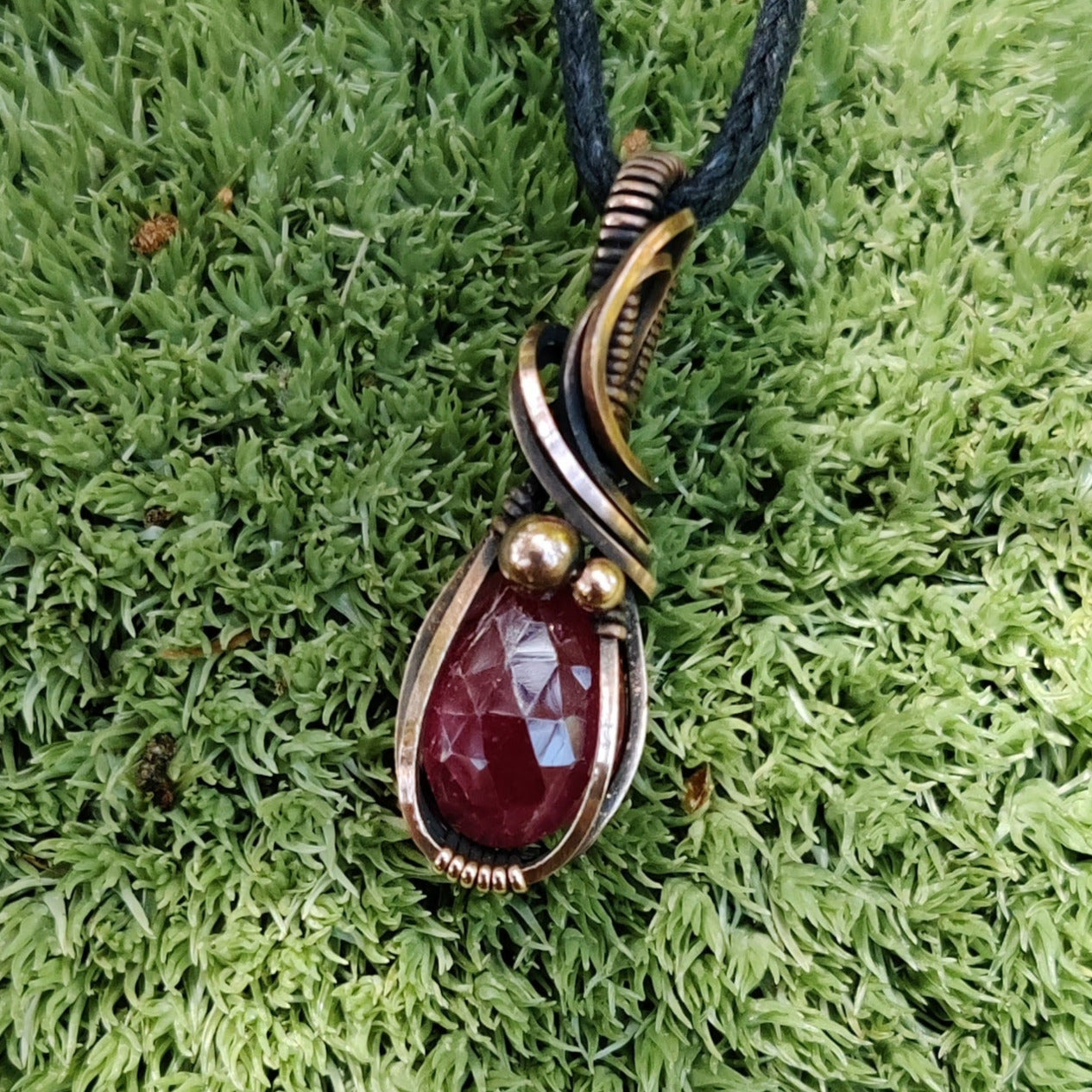 July Ruby in Copper Pendant Necklace