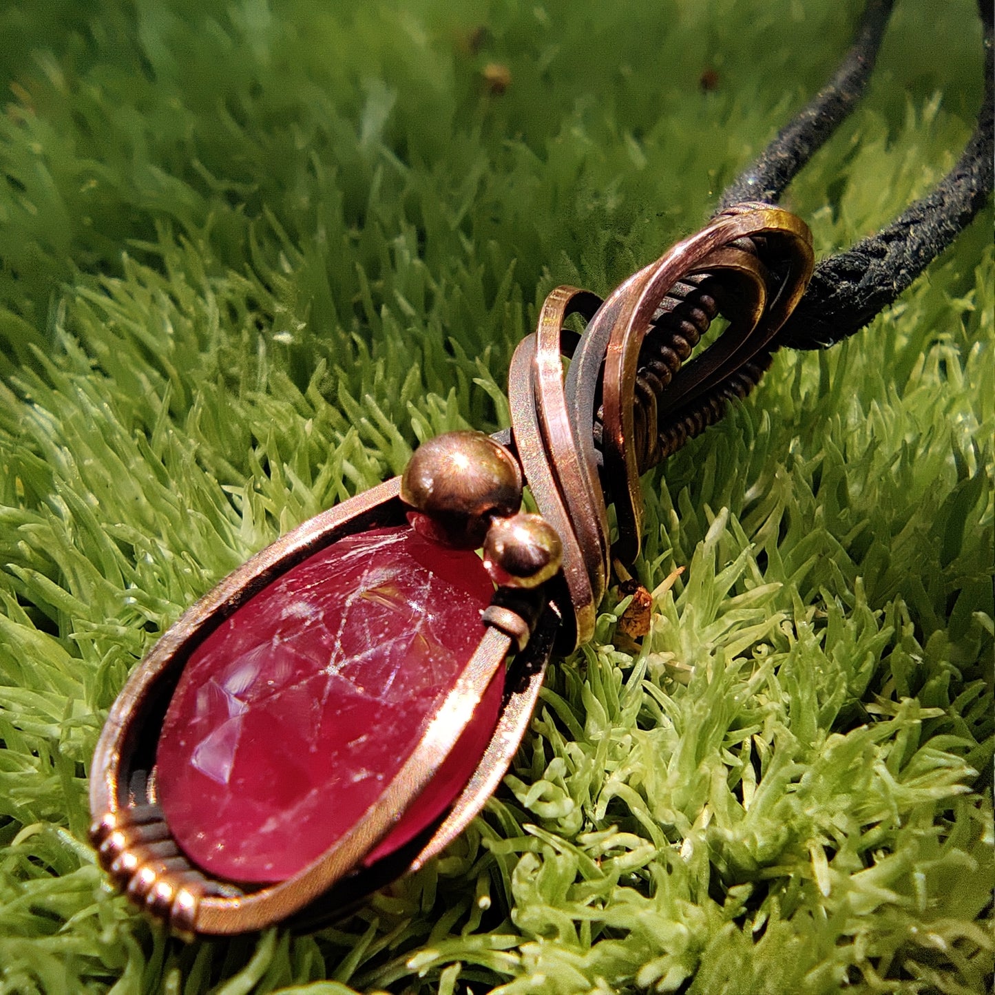 July Ruby in Copper Pendant Necklace