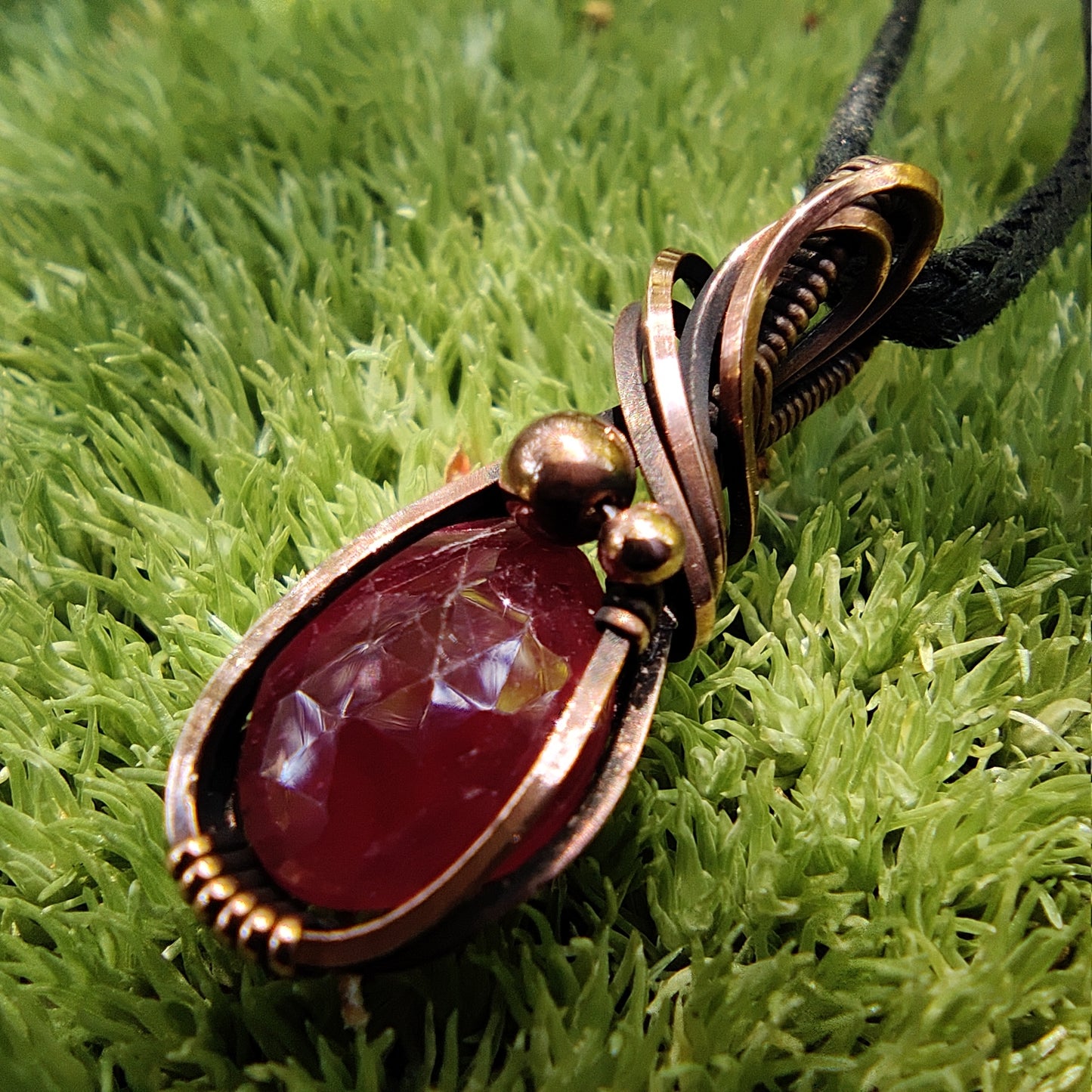 July Ruby in Copper Pendant Necklace