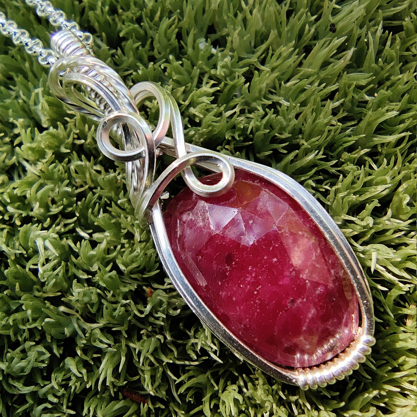 July Ruby in Sterling Silver Pendant Necklace