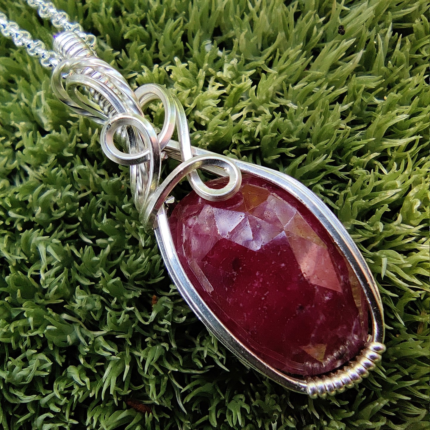 July Ruby in Sterling Silver Pendant Necklace