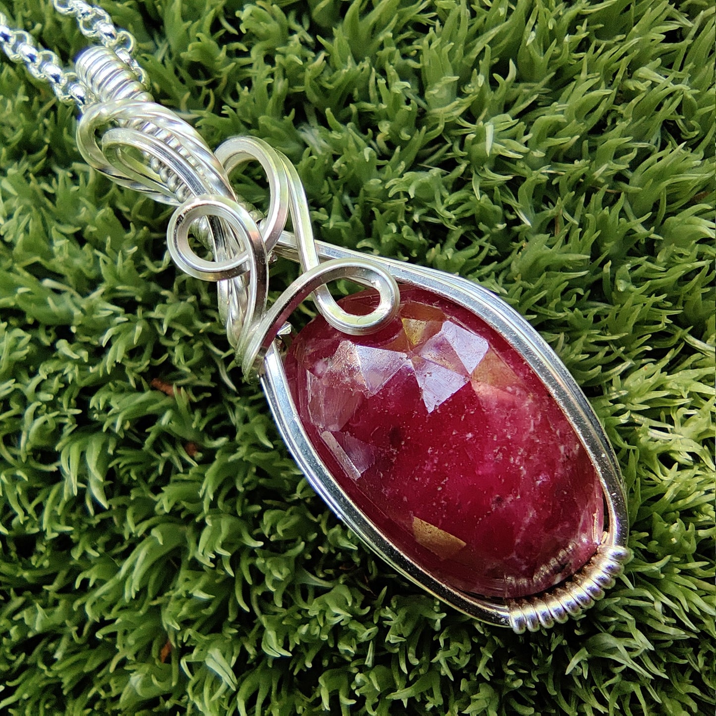 July Ruby in Sterling Silver Pendant Necklace