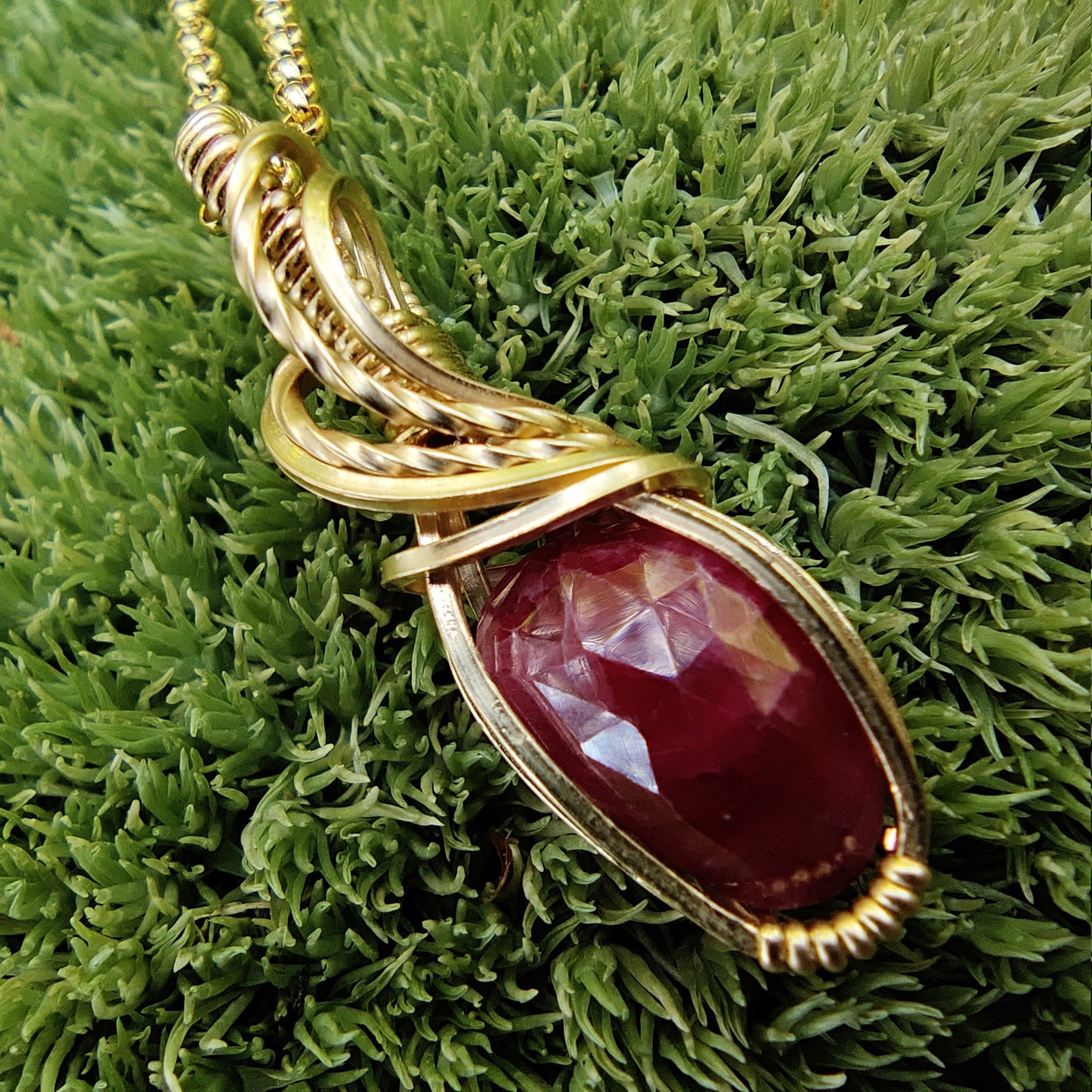 July Ruby in 14k Gold Fill Pendant Necklace