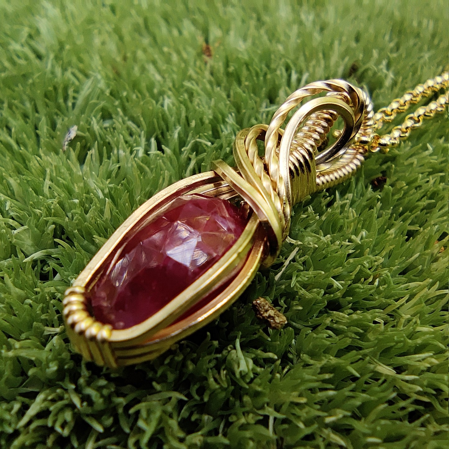 July Ruby in 14k Gold Fill Pendant Necklace