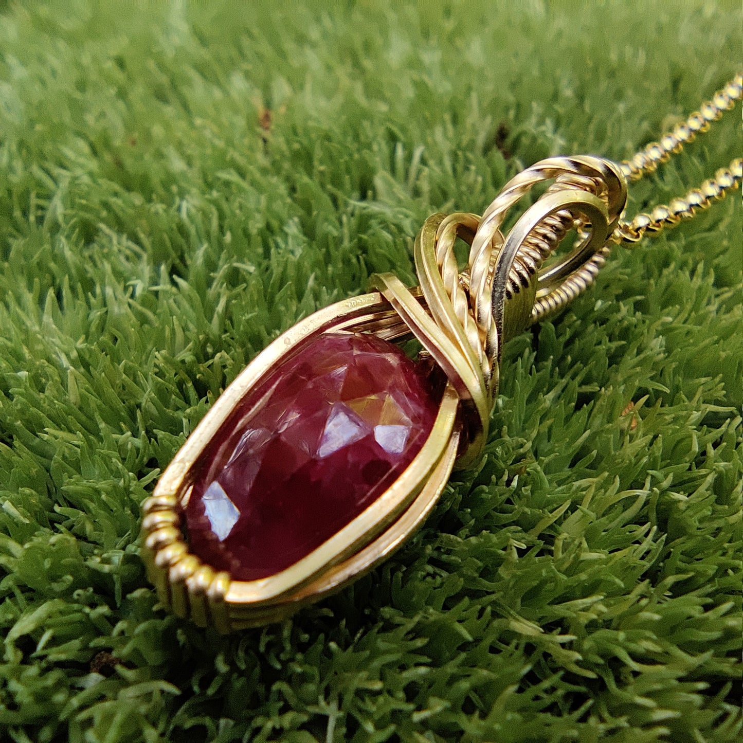 July Ruby in 14k Gold Fill Pendant Necklace