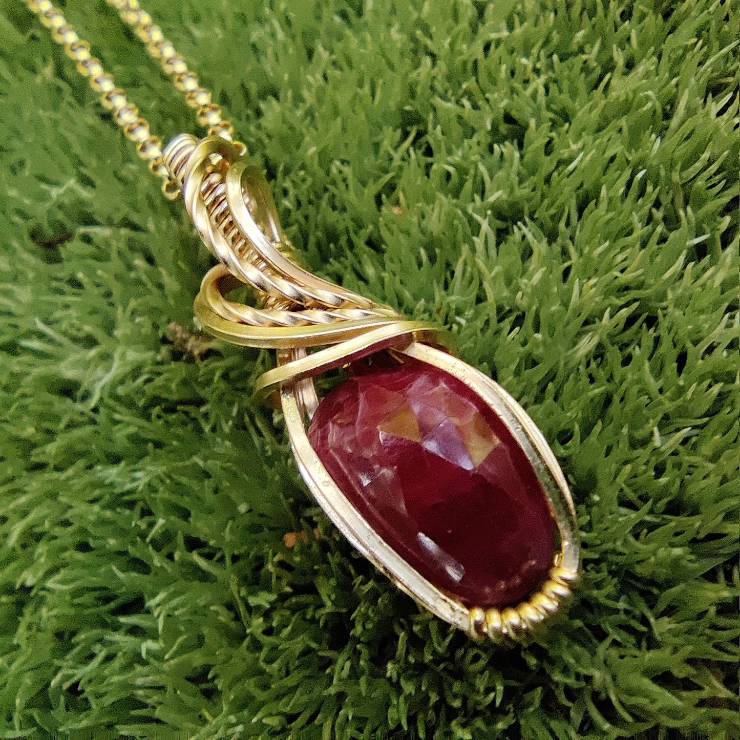 July Ruby in 14k Gold Fill Pendant Necklace