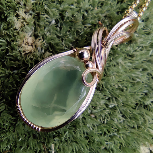 Prehnite in 14k Gold Fill Pendant Necklace