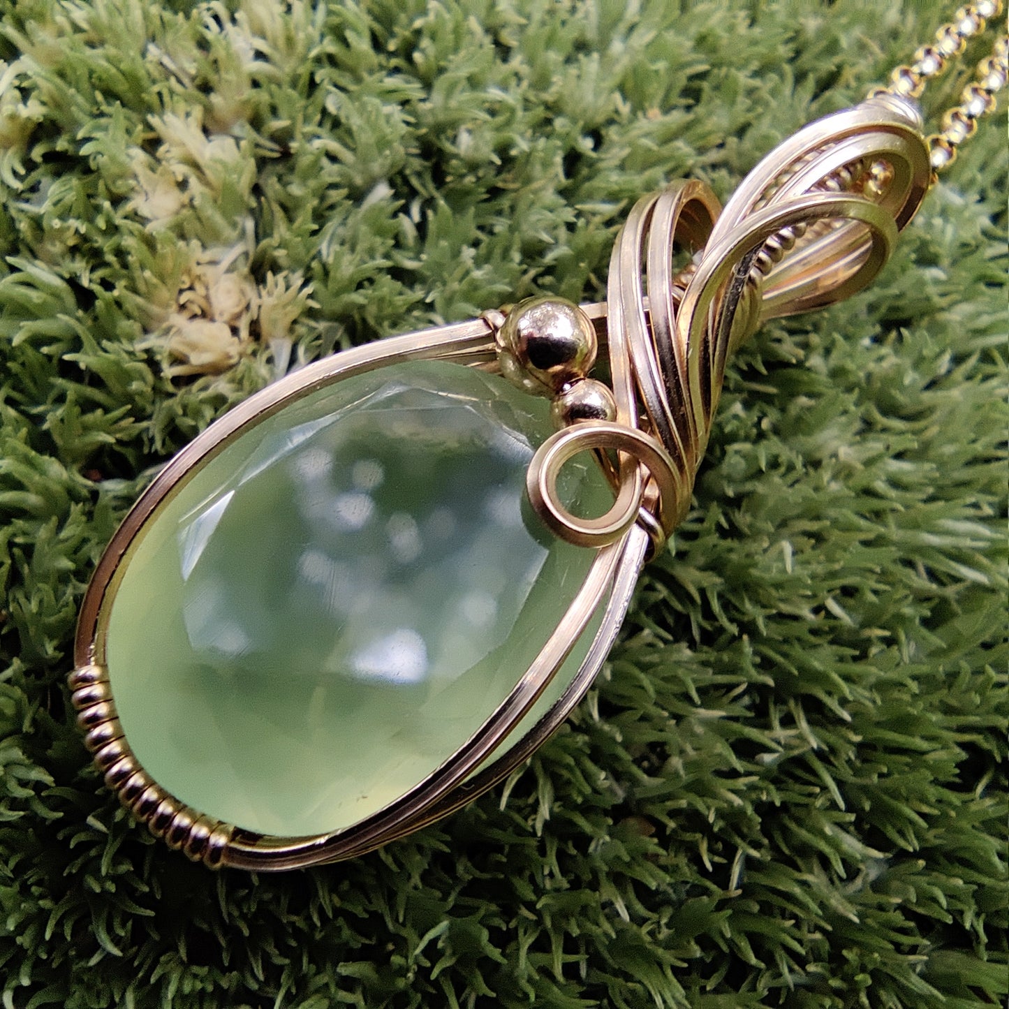 Prehnite in 14k Gold Fill Pendant Necklace