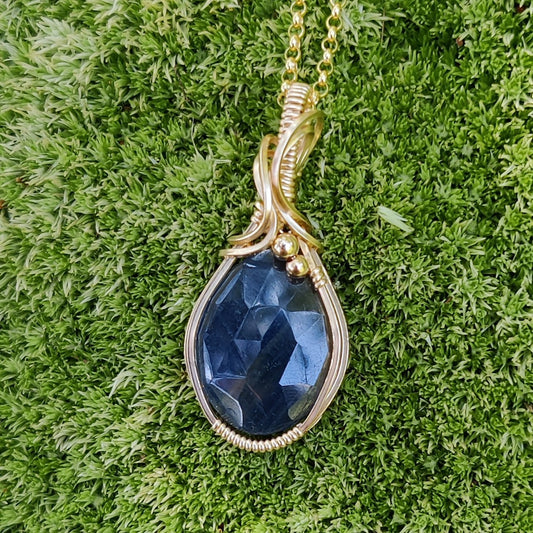 September Blue Sapphire in 14k Gold Fill Pendant Necklace