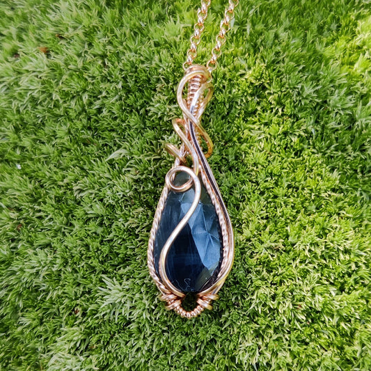 September Blue Sapphire in 14k Rose Gold Fill Pendant Necklace