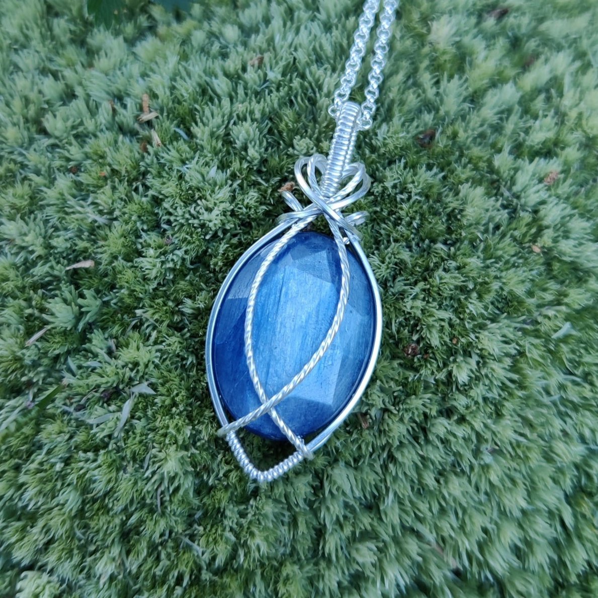 Denim Blue Kyanite in Sterling Silver Pendant Necklace