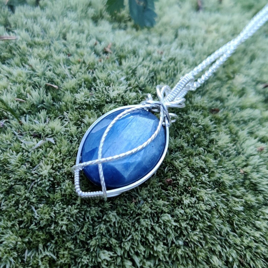 Denim Blue Kyanite in Sterling Silver Pendant Necklace