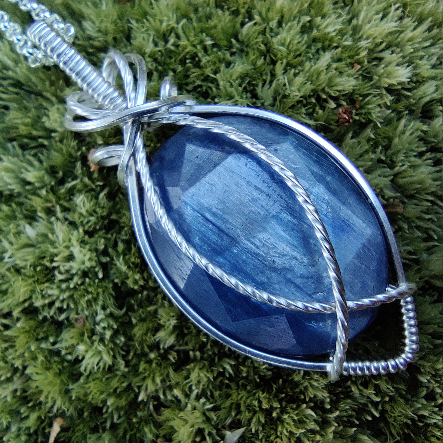 Denim Blue Kyanite in Sterling Silver Pendant Necklace