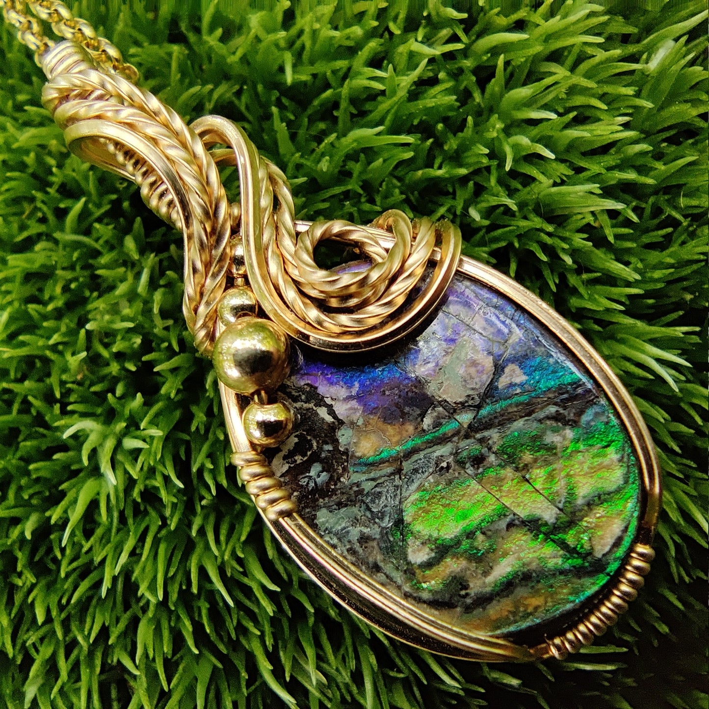 Ammolite in 14k Gold Fill Pendant Necklace