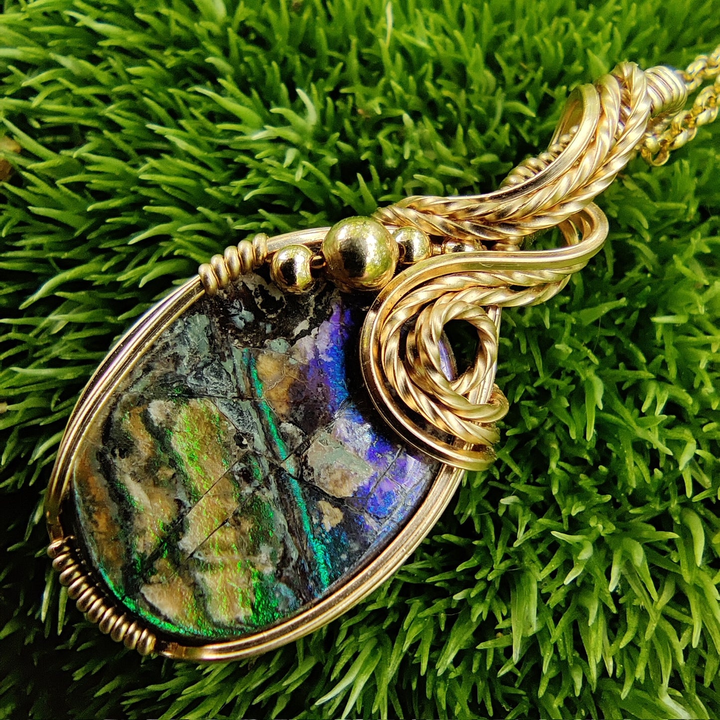 Ammolite in 14k Gold Fill Pendant Necklace