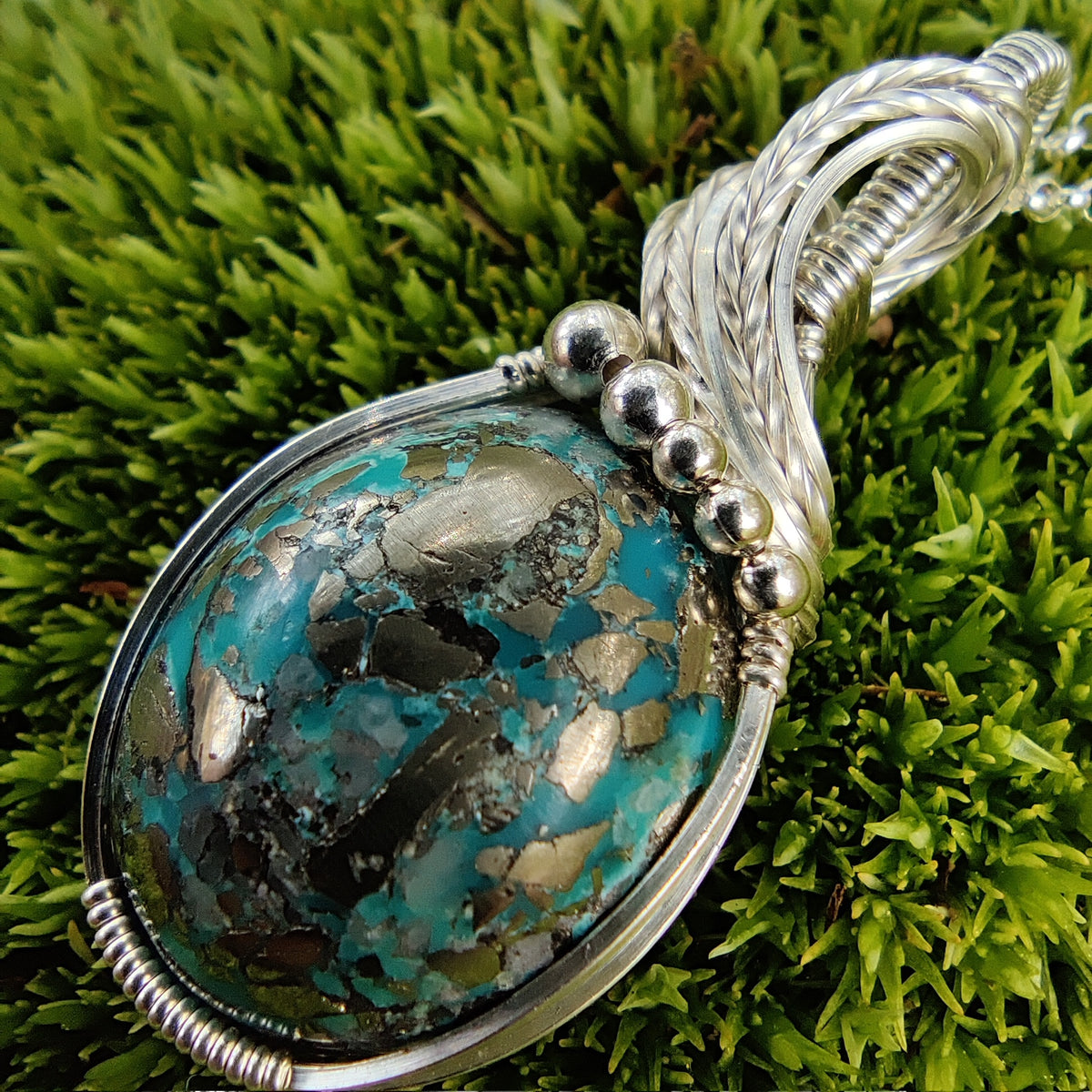 Morenci Turquoise in Sterling Silver Pendant Necklace