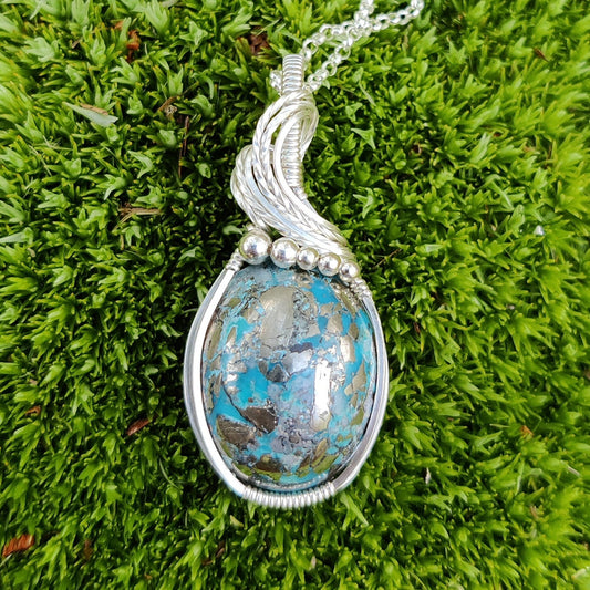 Morenci Turquoise in Sterling Silver Pendant Necklace