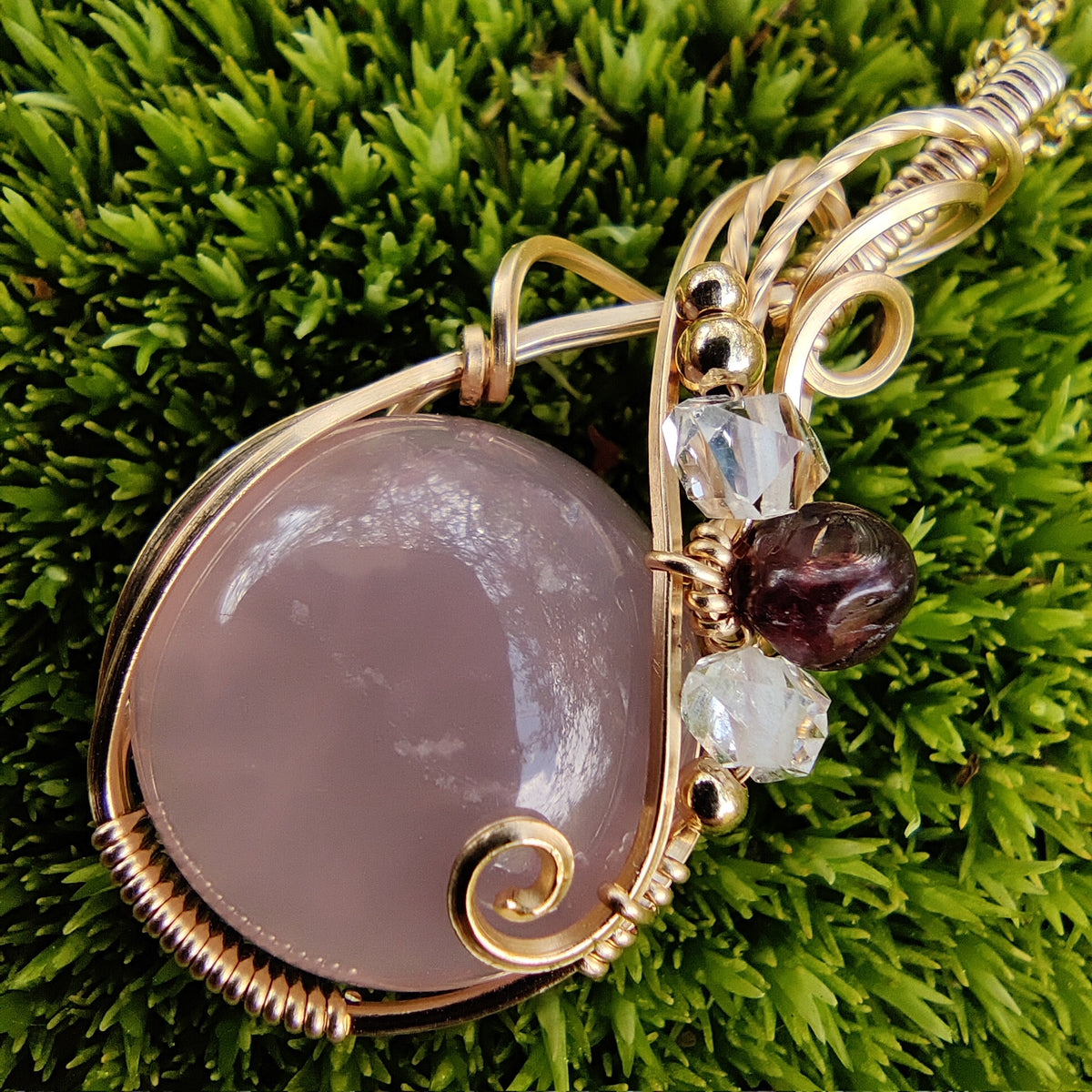 Rose Quartz 14k Gold FIll Pendant Necklace