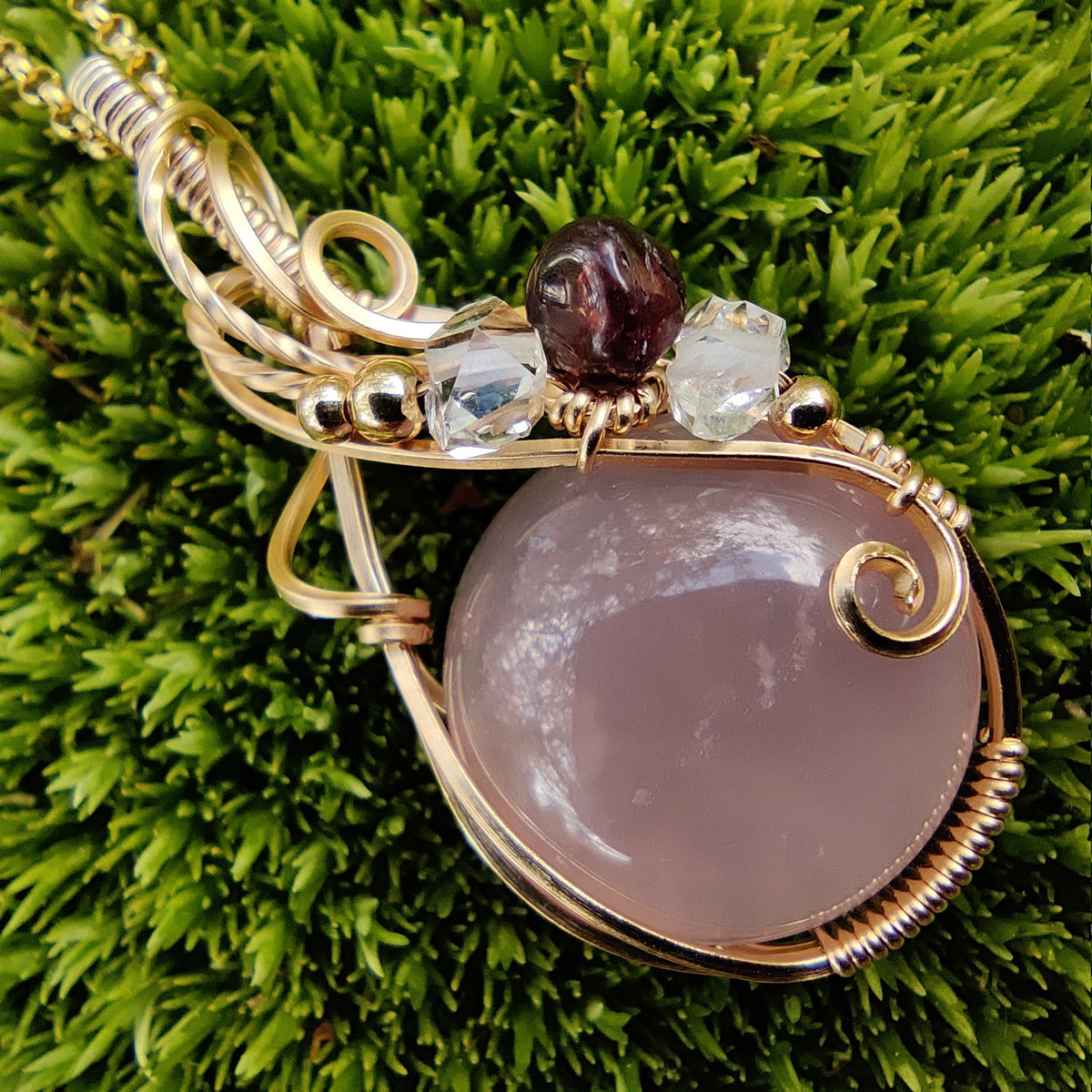 Rose Quartz 14k Gold FIll Pendant Necklace
