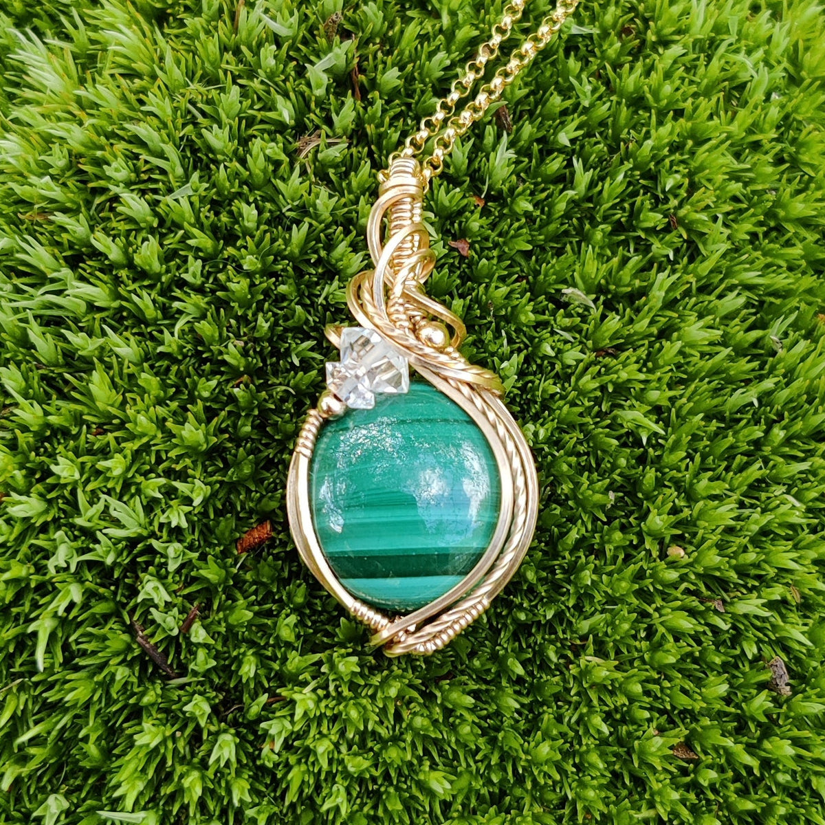 Malachite in 14k Gold Fill Pendant Necklace