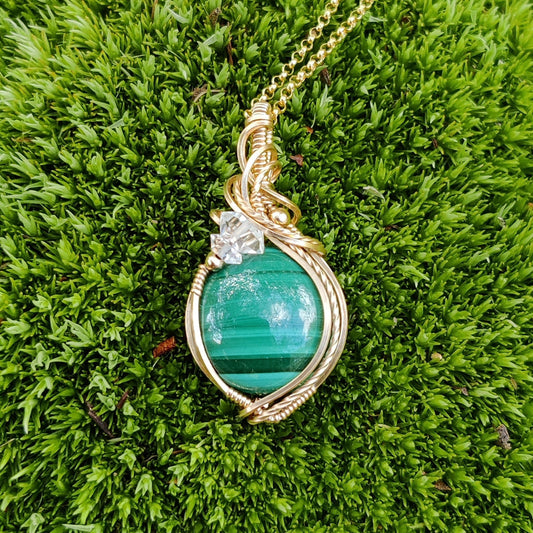 Malachite in 14k Gold Fill Pendant Necklace