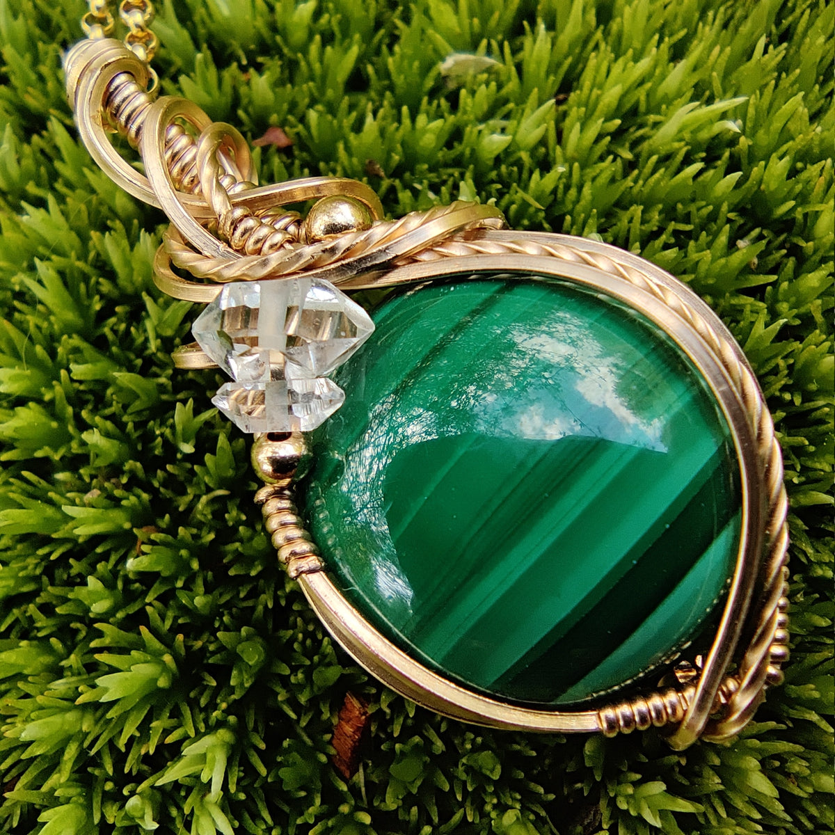 Malachite in 14k Gold Fill Pendant Necklace