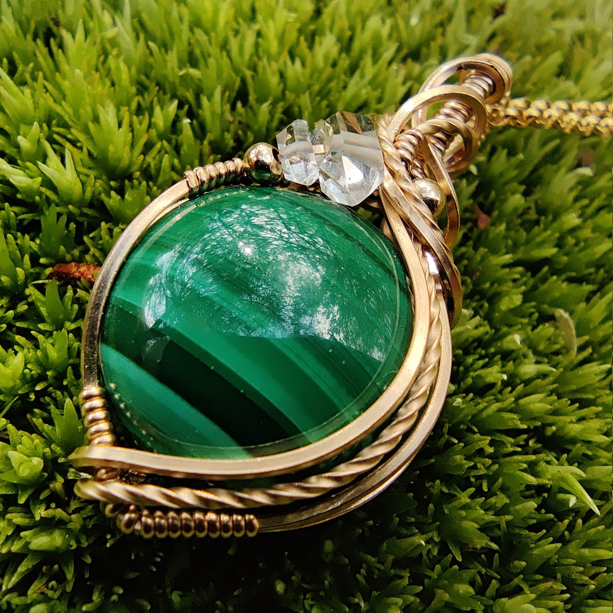 Malachite in 14k Gold Fill Pendant Necklace